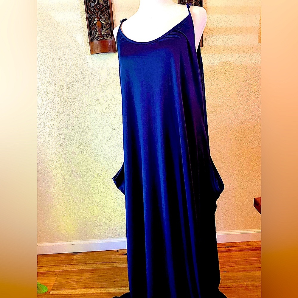 Navy Blue Maxi Dress with Pockets